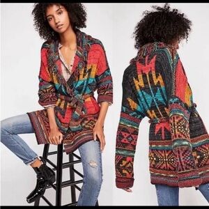 Free People Sweater Women’s XS / S Wild Wild West Cardigan Aztec Tribal Boho